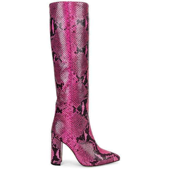 Paris Texas Shoes - Paris Texas Python Print Pink  Knee High Boots 8.5